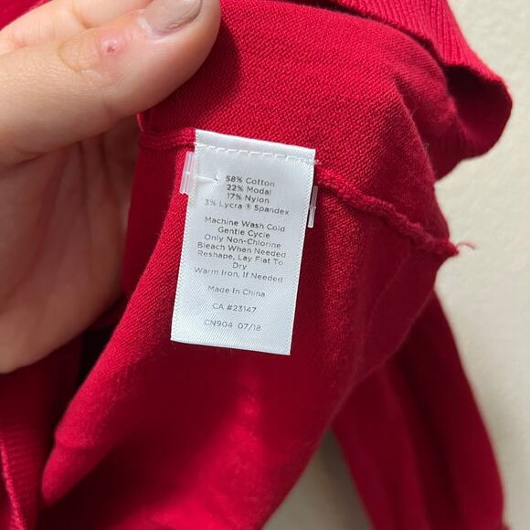 Talbots Sweater Red Knit Cotton Stretch Turtle Neck Long Sleeve Pullover Sz XL - Picture 6 of 7